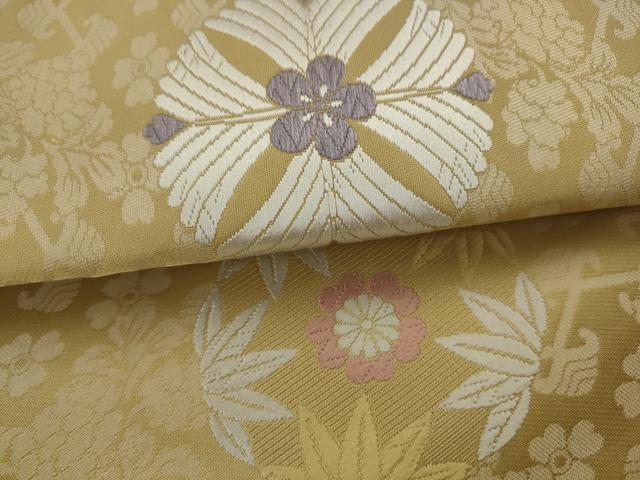 平和屋着物●九寸名古屋帯　唐織　草花丸文　正絹　逸品　AABJ6995pf