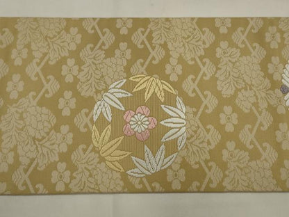 平和屋着物●九寸名古屋帯　唐織　草花丸文　正絹　逸品　AABJ6995pf