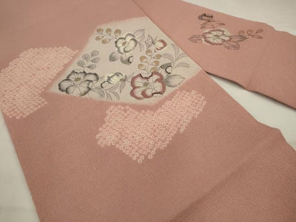 平和屋着物●九寸名古屋帯　辻が花　手描き　絞り　鬼しぼ縮緬　正絹　逸品　AABJ6996pf