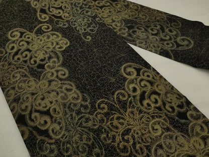 平和屋着物●全通柄九寸名古屋帯　寿光織　飾花文　金糸　正絹　逸品　AABJ7000pf