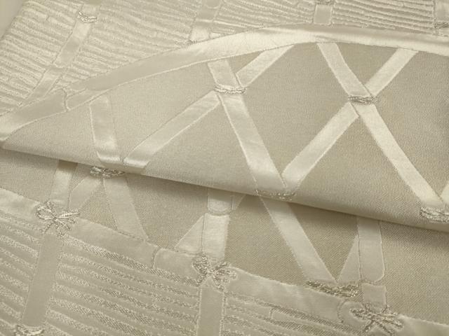 平和屋着物●西陣　紫紘謹製　六通柄袋帯　籬文　銀糸　正絹　逸品　AABJ7004pf