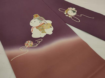 平和屋着物●塩瀬 九寸名古屋帯 刺繍 唐子 金彩 正絹 逸品 AABJ7010pf