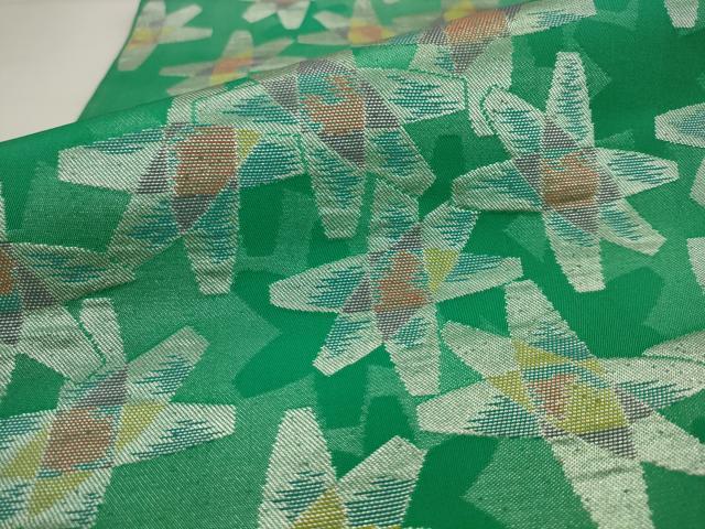 平和屋着物●西陣　川島織物　六通柄　本袋帯　舞花文　銀糸　正絹　逸品　AABJ7011pf