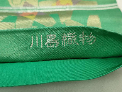 平和屋着物●西陣　川島織物　六通柄　本袋帯　舞花文　銀糸　正絹　逸品　AABJ7011pf