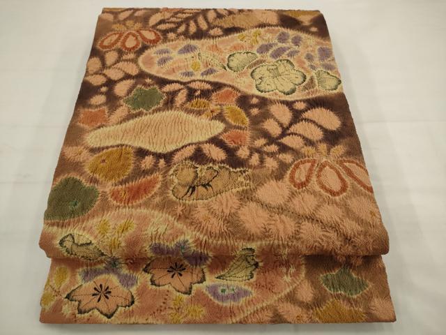 平和屋着物●九寸開き名古屋帯 辻が花 絞り 鬼しぼ縮緬 正絹 逸品 AABJ7012pf