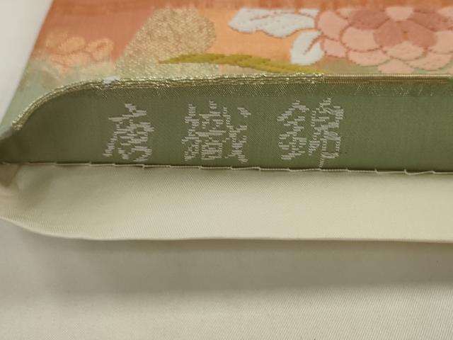 平和屋着物●六通柄袋帯　唐織錦　扇面秀花文　金糸　正絹　逸品　AABJ7023pf