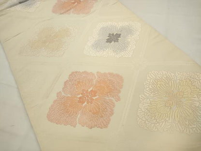 平和屋着物●六通柄袋帯　唐織　花菱文　正絹　逸品　AABJ7025pf
