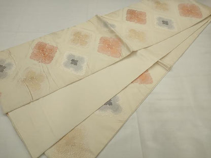 平和屋着物●六通柄袋帯　唐織　花菱文　正絹　逸品　AABJ7025pf
