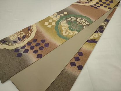 平和屋着物●全通柄袋帯　飾花文　金通し地　正絹　逸品　AABJ7026pf