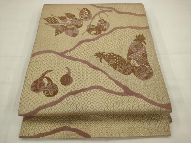 平和屋着物●本場筑前博多織　八寸名古屋帯　成り物　正絹　逸品　AABJ7035pf