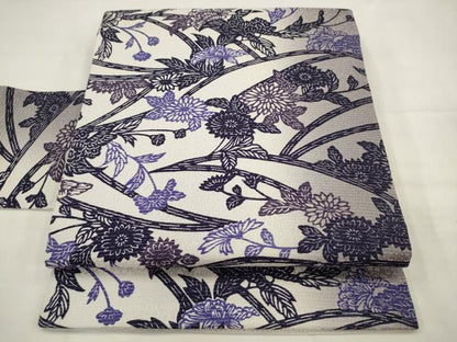 平和屋着物●九寸名古屋帯　型染め　草花文　やまと誂製　正絹　逸品　AABJ7040pf