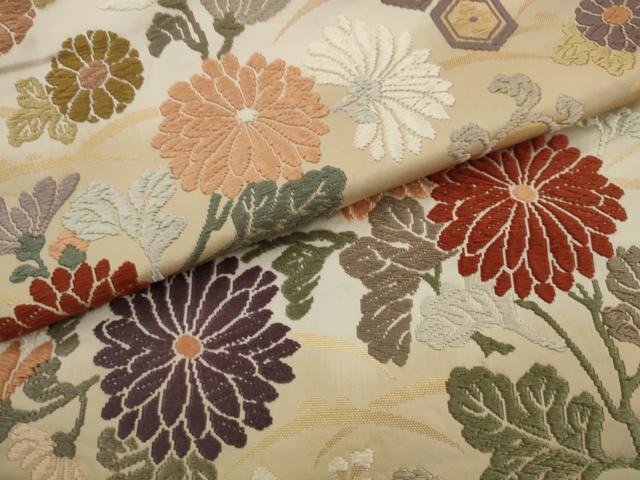平和屋着物●六通柄袋帯　唐織　草花文　金糸　正絹　逸品　AABJ7042pf