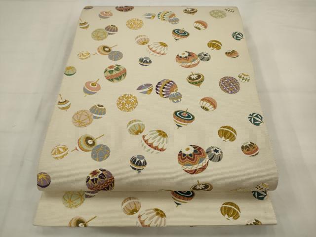 平和屋着物●西陣　山下織物謹製　六通柄袋帯　唐織　毬　駒　金糸　正絹　逸品　AABJ7043pf
