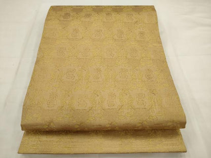 平和屋着物●九寸開き名古屋帯　寿字文　金糸　正絹　逸品　AABJ7044pf
