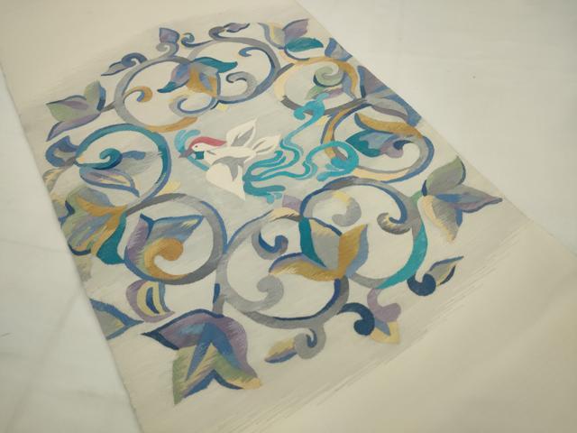 平和屋着物●太鼓柄袋帯　すくい織　花鳥文　正絹　逸品　AABJ7049pf