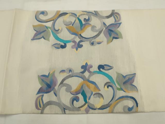 平和屋着物●太鼓柄袋帯　すくい織　花鳥文　正絹　逸品　AABJ7049pf