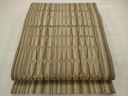 平和屋着物●六通柄袋帯　捩り織　間道　金糸　正絹　逸品　AABJ7051pf