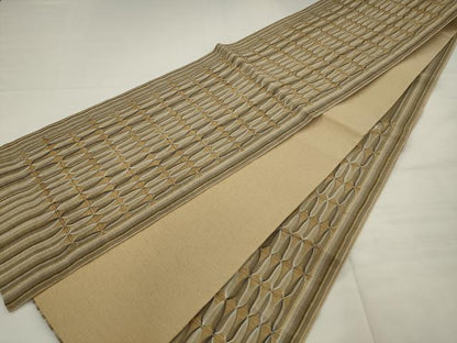 平和屋着物●六通柄袋帯　捩り織　間道　金糸　正絹　逸品　AABJ7051pf