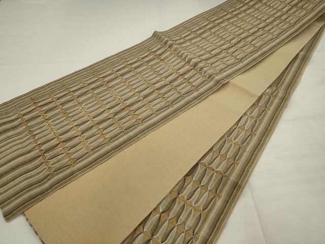 平和屋着物●六通柄袋帯　捩り織　間道　金糸　正絹　逸品　AABJ7051pf
