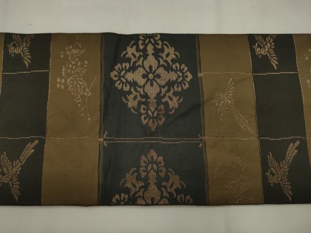 平和屋着物●九寸名古屋帯　鳳凰花文　金糸　正絹　逸品　AABJ7052pf