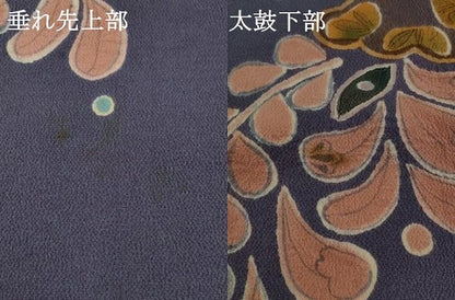平和屋着物●九寸名古屋帯 作家物 辻が花 鬼しぼ縮緬 正絹 逸品 AABJ7053pf