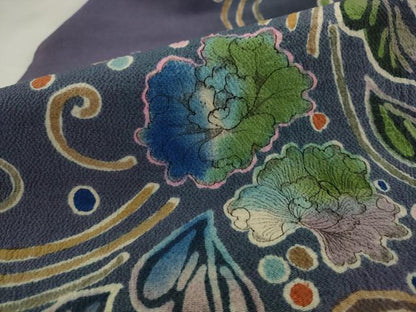 平和屋着物●九寸名古屋帯 作家物 辻が花 鬼しぼ縮緬 正絹 逸品 AABJ7053pf