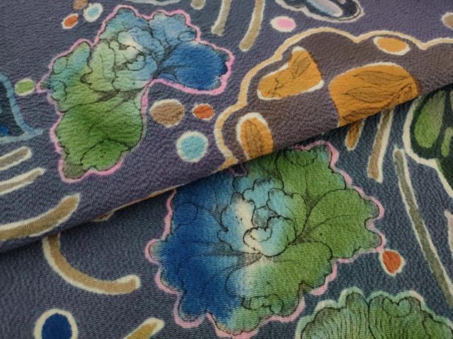 平和屋着物●九寸名古屋帯 作家物 辻が花 鬼しぼ縮緬 正絹 逸品 AABJ7053pf