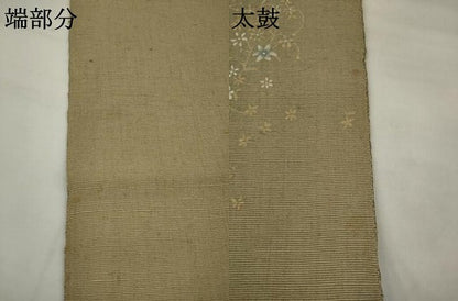 平和屋着物●八寸名古屋帯 紬地 草花文 正絹 逸品 AABJ7060pf