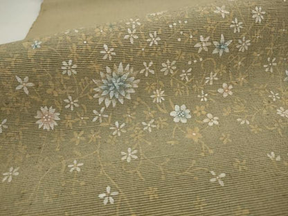 平和屋着物●八寸名古屋帯 紬地 草花文 正絹 逸品 AABJ7060pf