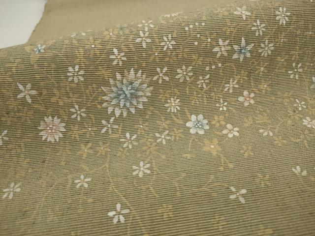 平和屋着物●八寸名古屋帯 紬地 草花文 正絹 逸品 AABJ7060pf