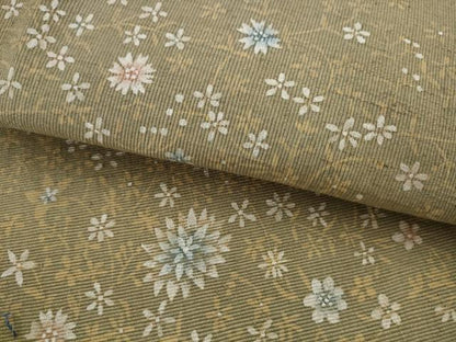 平和屋着物●八寸名古屋帯 紬地 草花文 正絹 逸品 AABJ7060pf