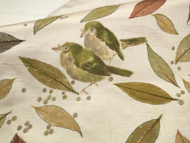 平和屋着物●アンティーク 大正ロマン 九寸名古屋帯 刺繍 群鳥 正絹 逸品 AABJ7061pf