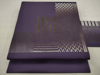 平和屋着物●九寸名古屋帯　幾何学文様　正絹　逸品　AABJ7064pf