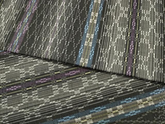 平和屋着物●全通柄九寸名古屋帯　花織　間道　正絹　逸品　AABJ7070pf