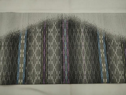 平和屋着物●全通柄九寸名古屋帯　花織　間道　正絹　逸品　AABJ7070pf
