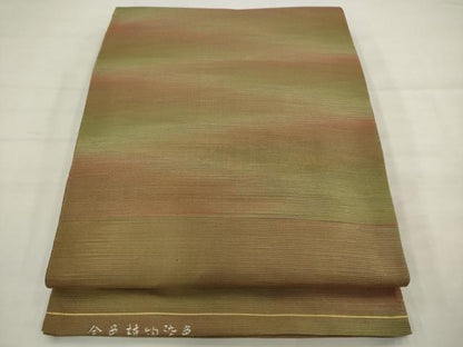 平和屋着物●全通柄袋帯　霞文　全色植物染色　正絹　逸品　AABJ7075pf