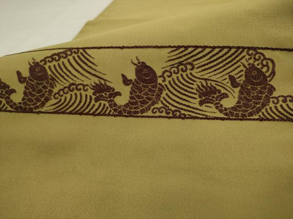 平和屋着物●爪掻き本綴れ　八寸名古屋帯　総刺繍　荒磯　正絹　逸品　AABJ7089pf