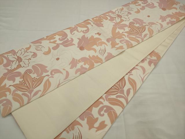 平和屋着物●六通柄袋帯　草花文　正絹　逸品　AABJ7092pf