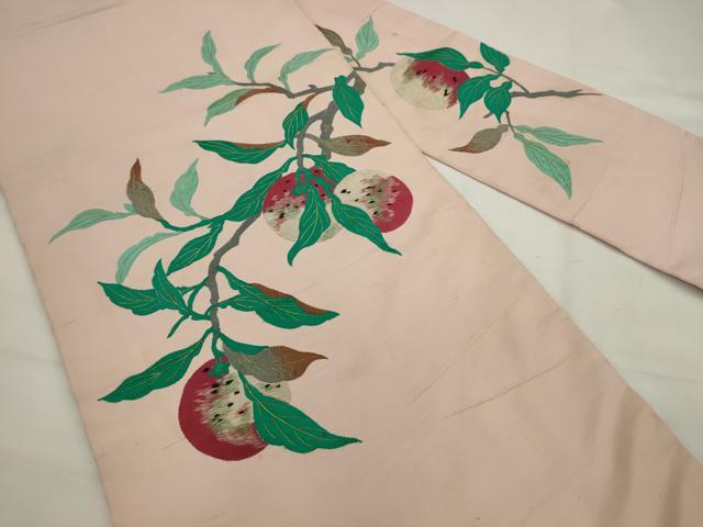 平和屋着物●アンティーク　大正ロマン　九寸名古屋帯　総手刺繍　成り物　金糸　正絹　逸品　AABJ7111pf