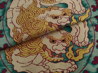 平和屋着物●アンティーク　大正ロマン　六通柄　京本袋帯　唐獅子　金糸　正絹　逸品　AABJ7113pf