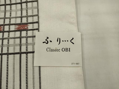 平和屋着物●八寸名古屋帯　変わり格子　AABJ7121pf