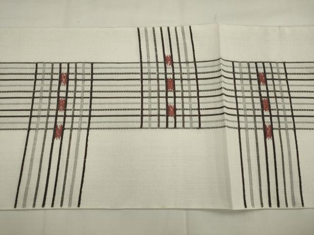 平和屋着物●八寸名古屋帯　変わり格子　AABJ7121pf