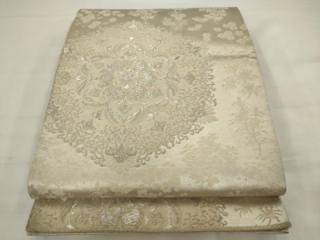 平和屋着物◎六通柄袋帯　飾花文　銀糸　正絹　逸品　AABJ7126pf