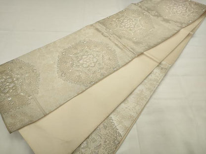 平和屋着物◎六通柄袋帯　飾花文　銀糸　正絹　逸品　AABJ7126pf