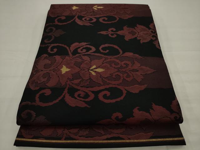 平和屋着物◎六通柄袋帯　横段花文　金糸　正絹　逸品　AABJ7130pf