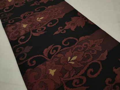 平和屋着物◎六通柄袋帯　横段花文　金糸　正絹　逸品　AABJ7130pf