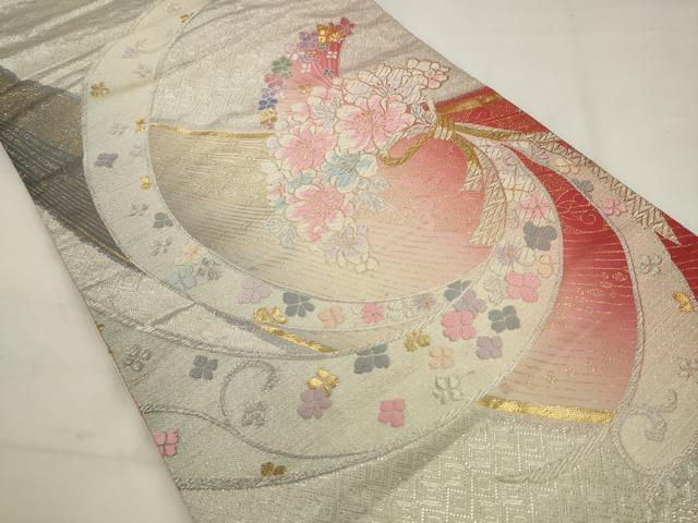 平和屋着物◎六通柄袋帯　唐織　花束文　金銀糸　正絹　逸品　AABJ7141pf