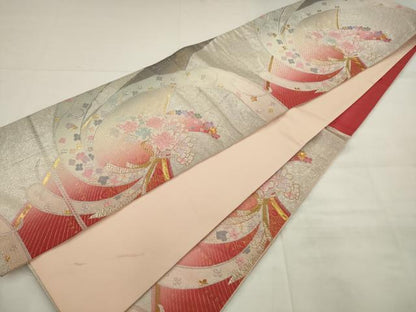 平和屋着物◎六通柄袋帯　唐織　花束文　金銀糸　正絹　逸品　AABJ7141pf