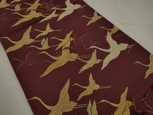 平和屋着物◎六通柄袋帯　飛鶴文　金糸　正絹　逸品　AABJ7151pf