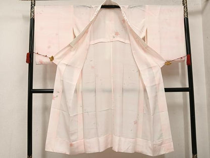 平和屋着物●長襦袢　無双仕立て　舞花文　暈し染め　半衿刺繍　正絹　逸品　AABJ7161ph